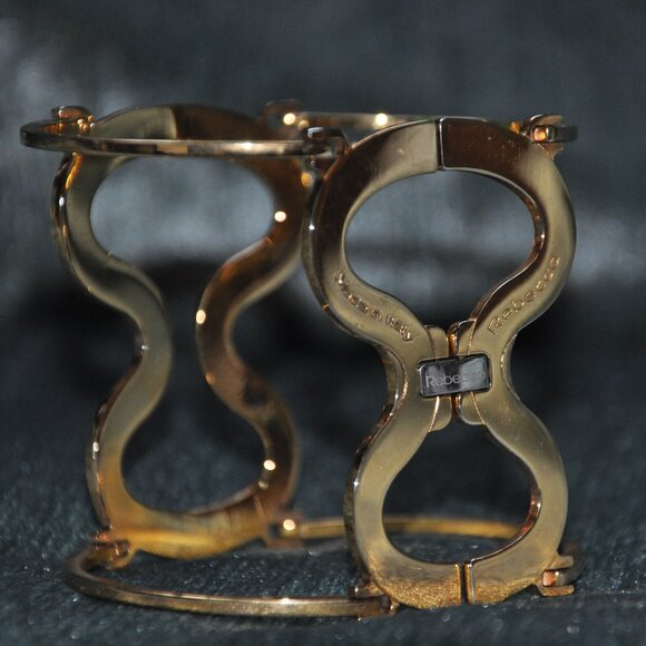 Rebecca Made In Italy Gold Plated Links Cuff Bracelet - Picture 1 of 9